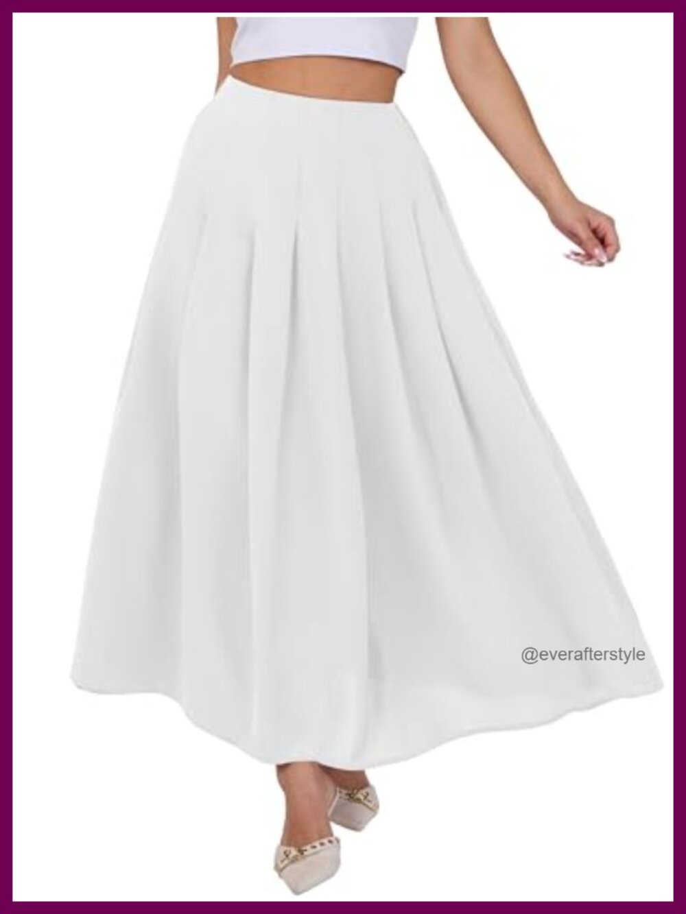 Womens Pleated A-Line Maxi Skirt High Waisted Ankle Length Pockets Work